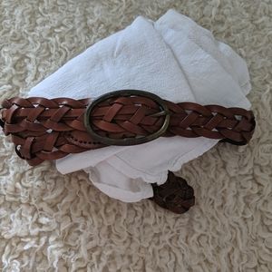Brown Leather Braided Belt
